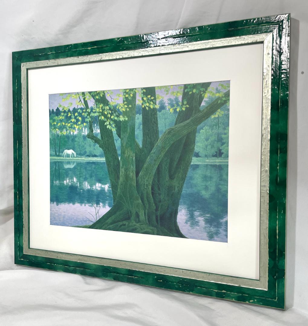 【新品】東山魁夷 『若葉の季節』複製画 　ポスター高級額付　風景画 新緑