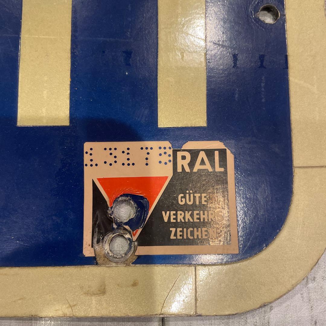 ドイツ　道路標識　警察署2000m 交通看板　アンティーク看板　レトロ看板