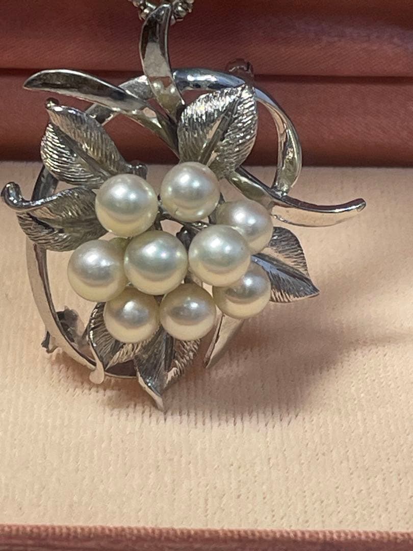 超希少 アコヤ真珠　田崎パールブローチ ペンダント花珠級 無調色 オーロラグレー