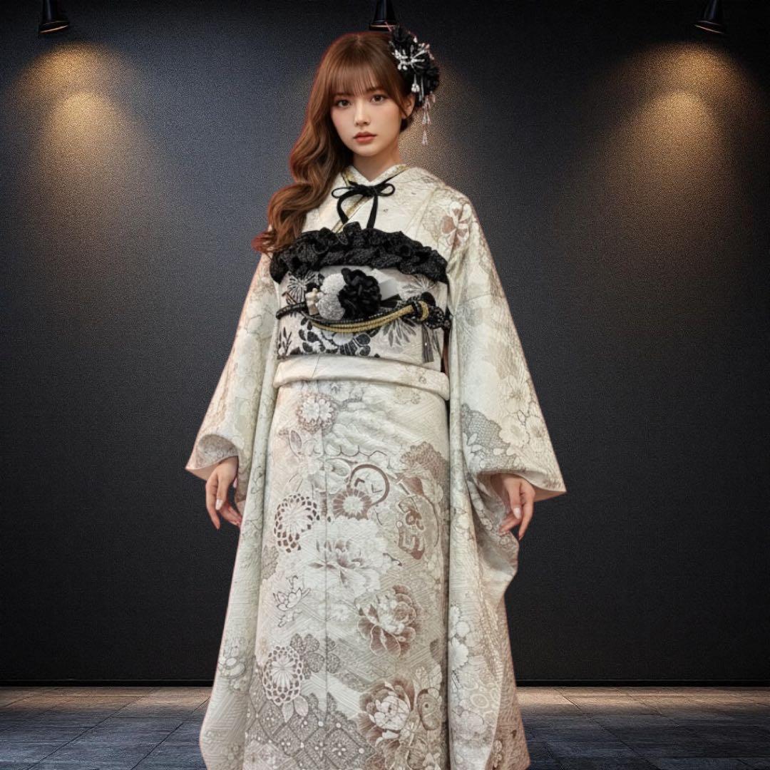 ◾️振袖フルセット■オーダー仕立て付き■新作■白地正絹■振袖一式■成人式振り袖