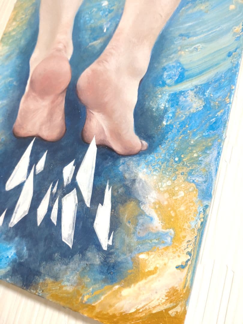 油絵【我慢】1点物の原画◆作者サイン入り/F3号キャンバス