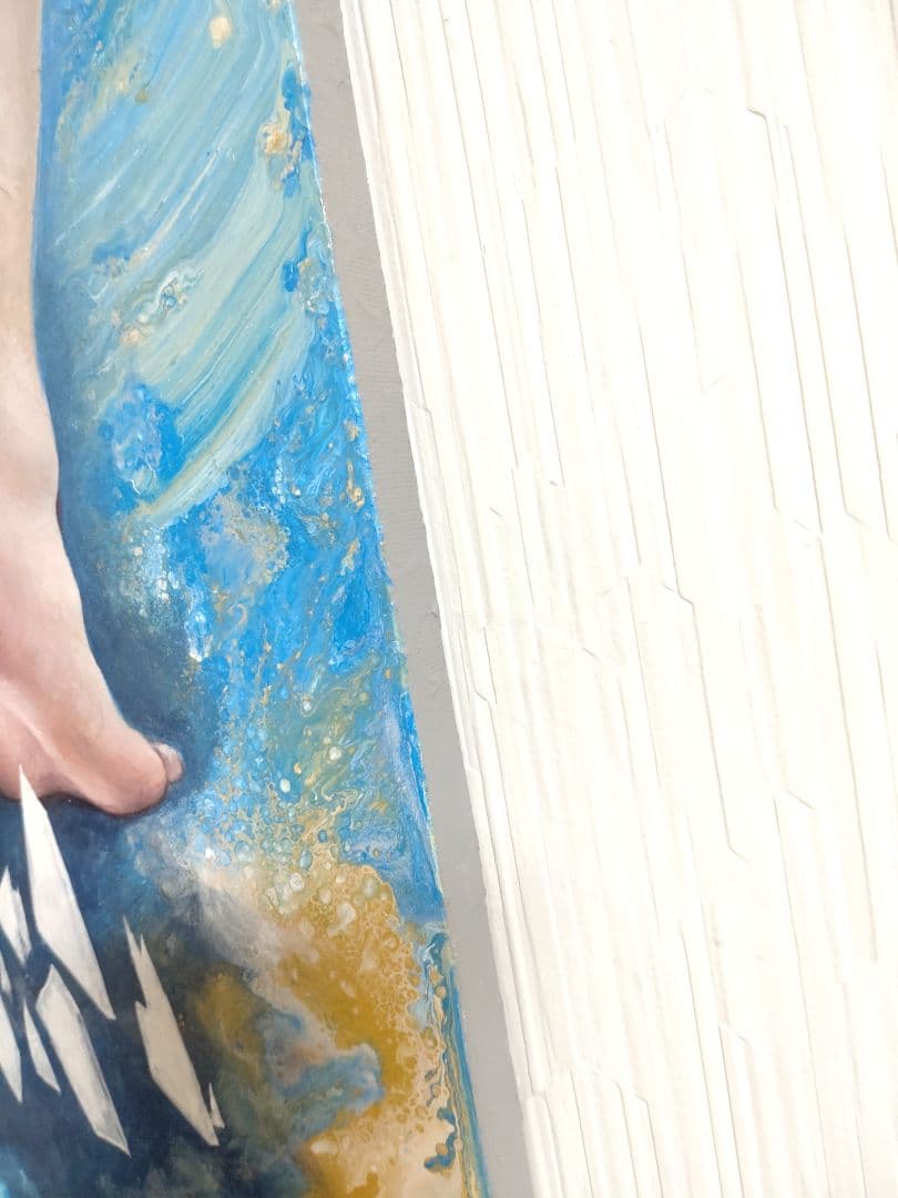 油絵【我慢】1点物の原画◆作者サイン入り/F3号キャンバス