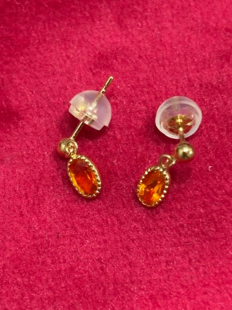 k18 ファイアオパールピアス♡地金キャッチ付き
