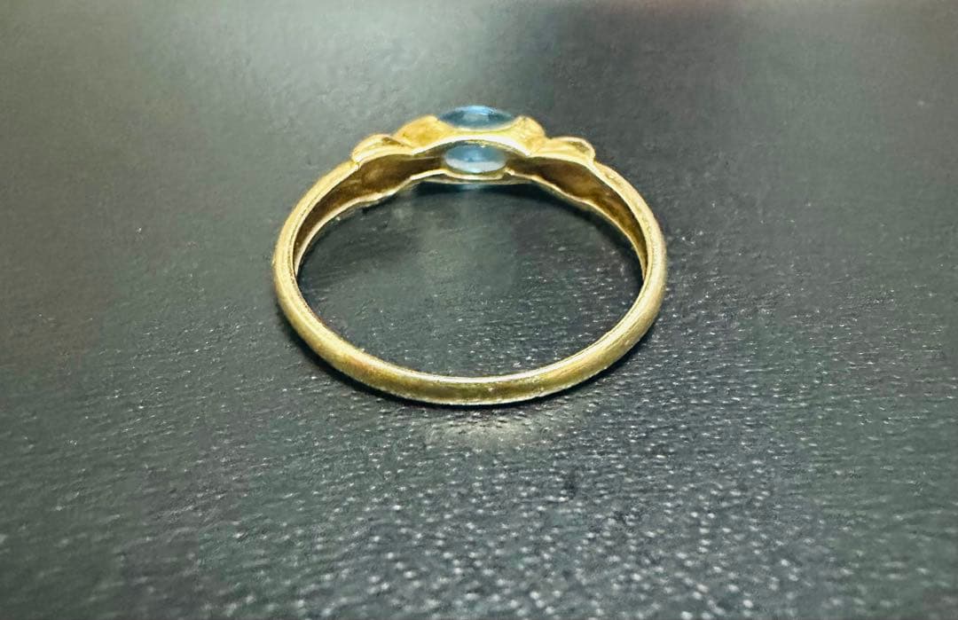 K18 アクアマリン(？) 14号 リング 指輪