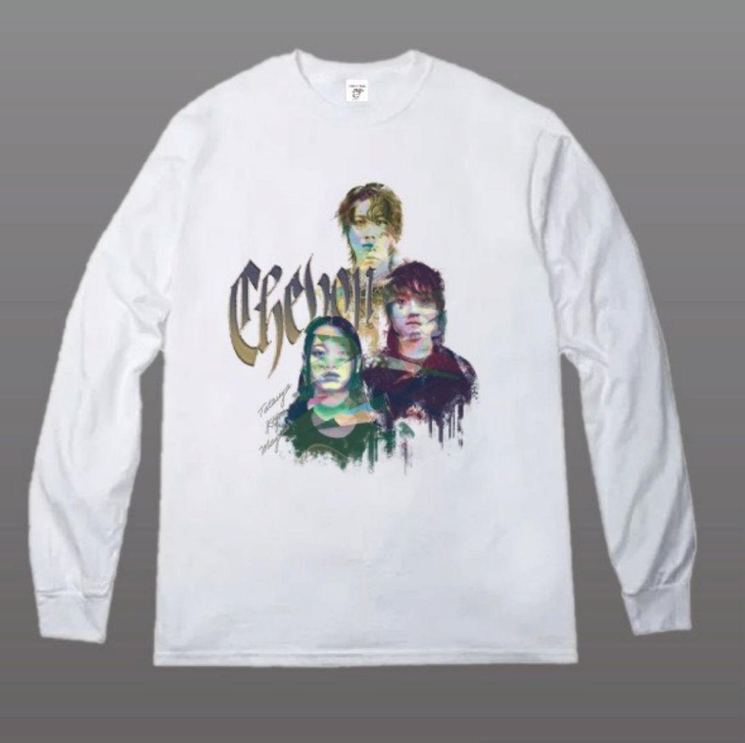 Chevon ヲ食倶ロンT（証明写真ver.）/ ホワイトM)