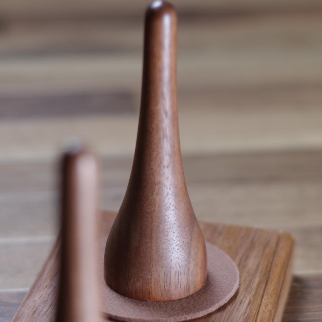 高級銘木ダブルスタンド ブラックウォールナット無垢材　手工品