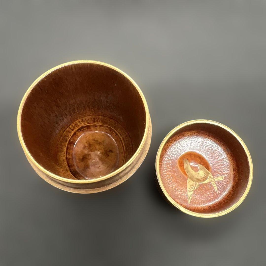 蒔絵　竹立棗　見返時鳥　金彩　漆工芸　共箱　茶道具　伝統工芸