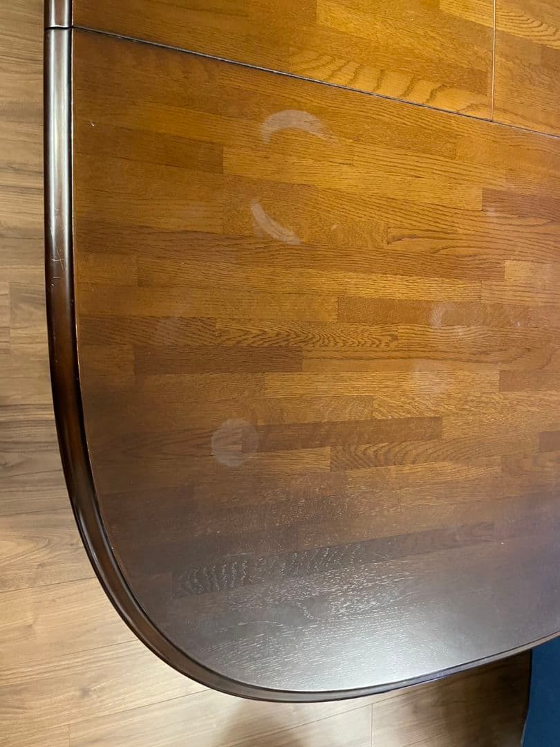 【飛騨家具】キツツキ　木製 楕円形 伸縮式テーブル