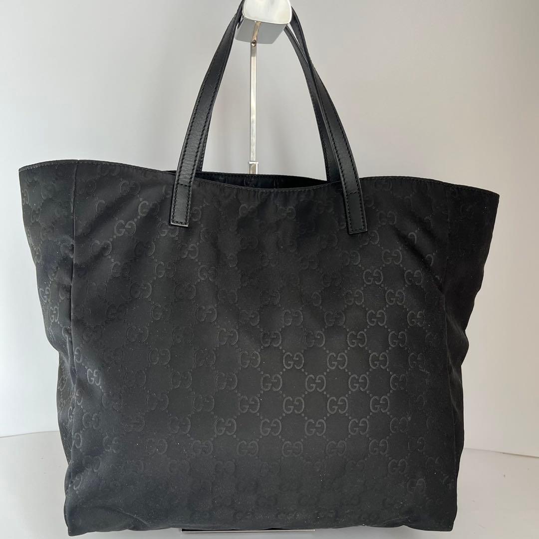 ✨極美品✨　GUCCI ハンドバッグ　トートバッグ　GGナイロン　黒　レザー