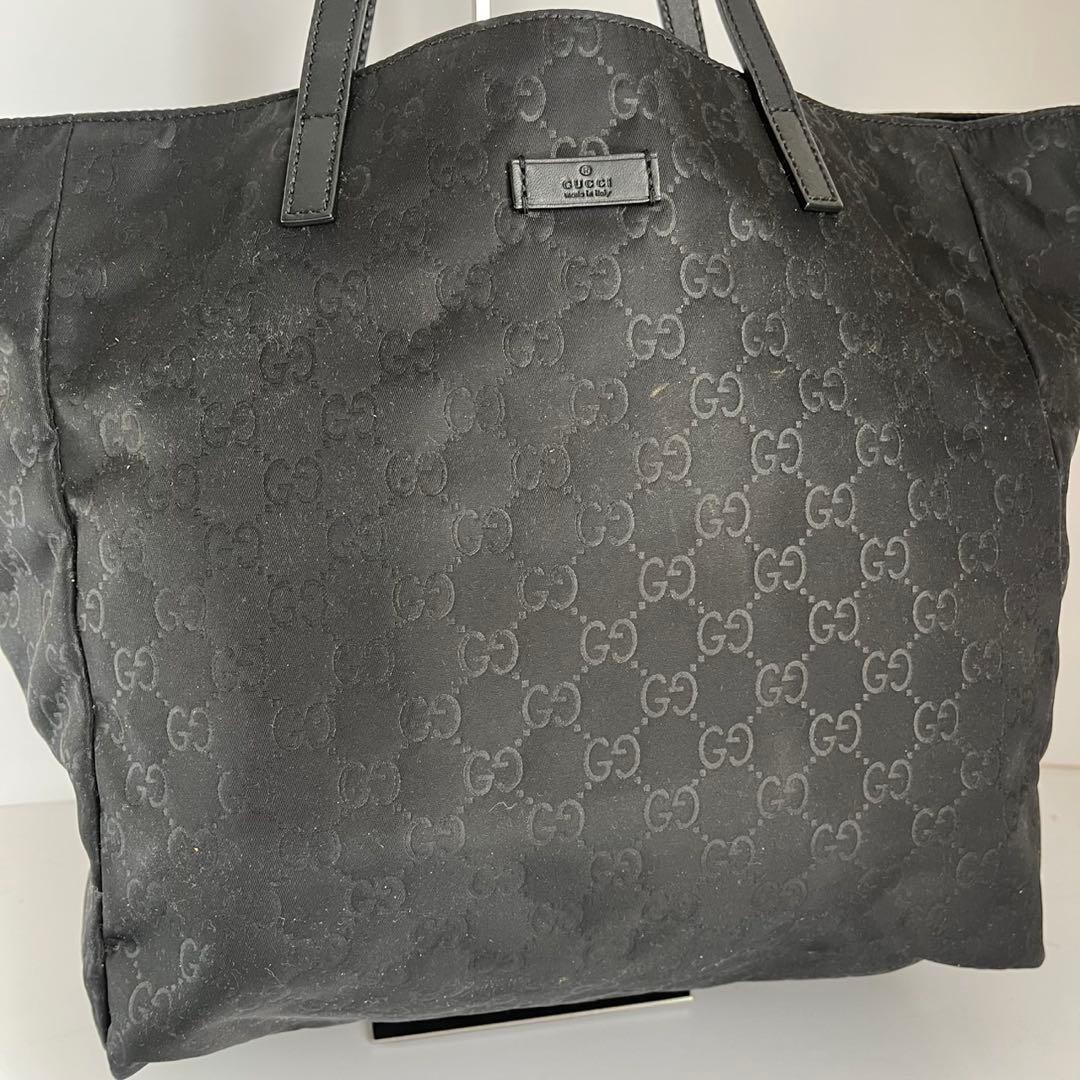 ✨極美品✨　GUCCI ハンドバッグ　トートバッグ　GGナイロン　黒　レザー