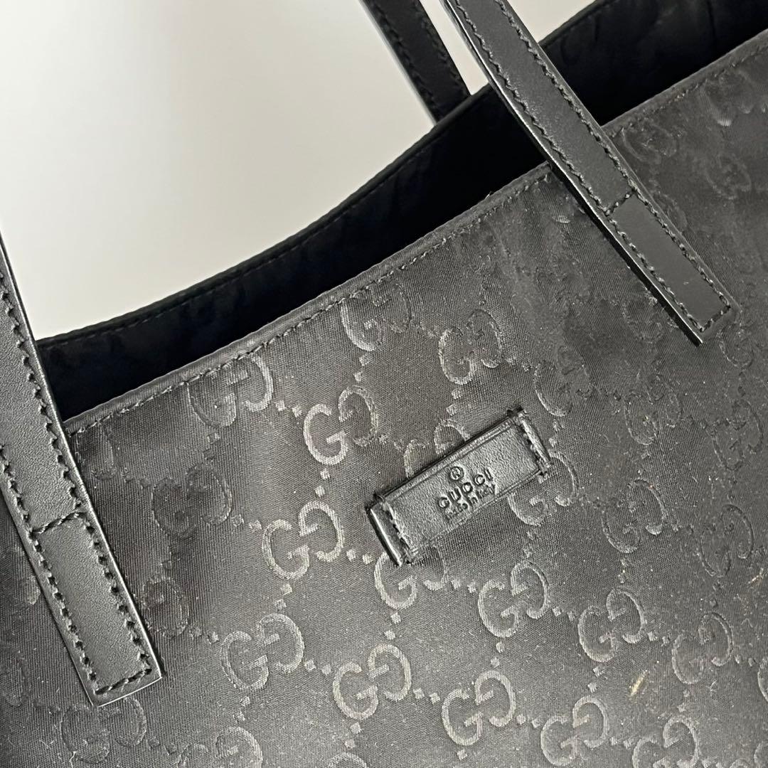 ✨極美品✨　GUCCI ハンドバッグ　トートバッグ　GGナイロン　黒　レザー