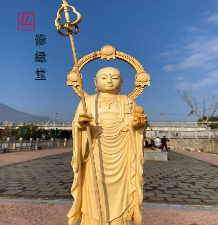 【修縁堂】大迫力 古美術 天然の木 地蔵菩薩 虚空蔵菩薩 鎮宅辟邪 仏教工芸品