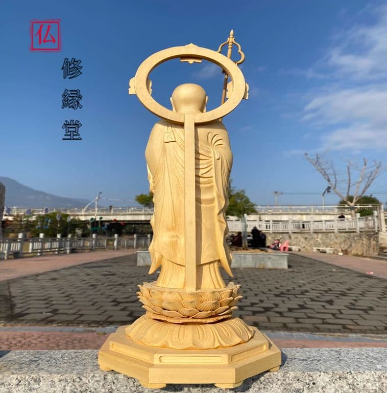 【修縁堂】大迫力 古美術 天然の木 地蔵菩薩 虚空蔵菩薩 鎮宅辟邪 仏教工芸品