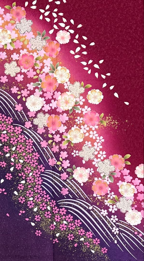 振り袖　フルセット　長襦袢　成人式　 金彩加工　刺繍入り　金通し　ワイン 655