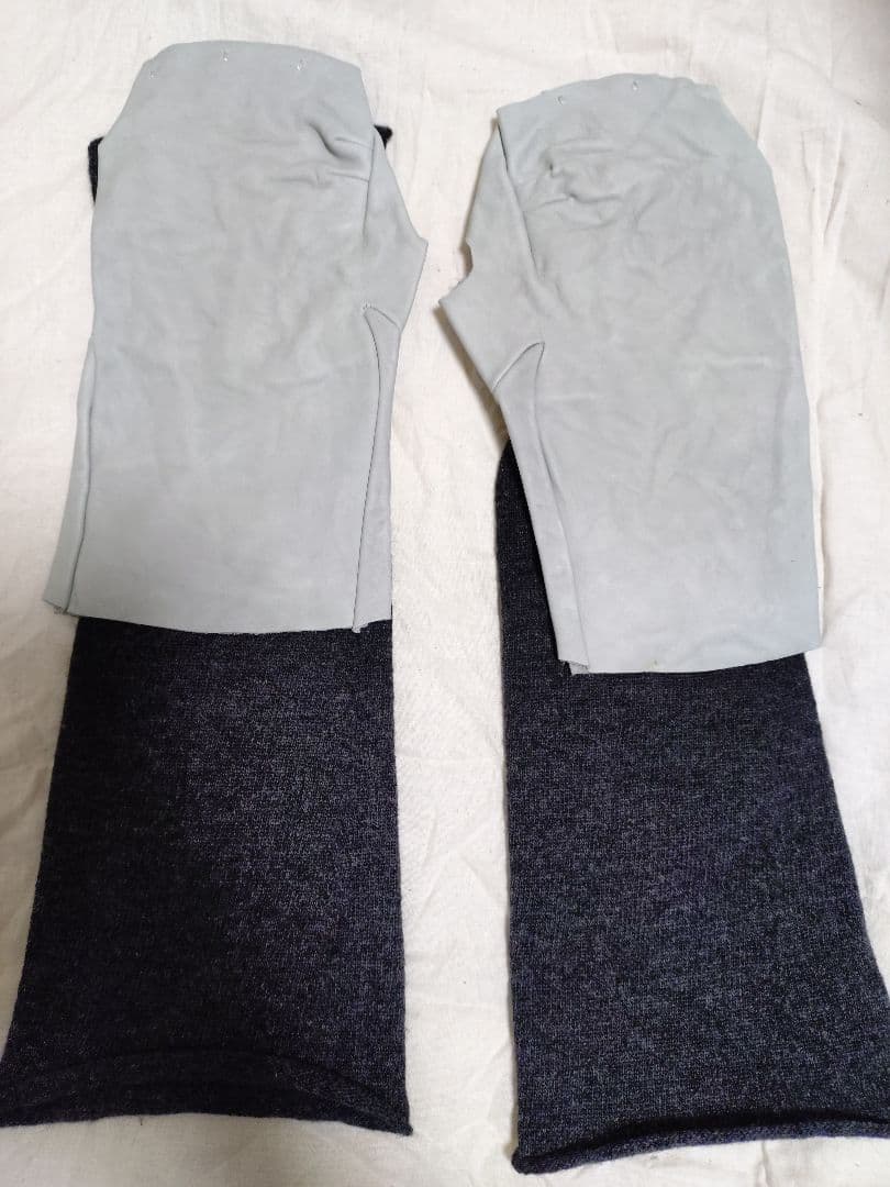 DEVOA レザーニットコンビネーショングローブ グレー