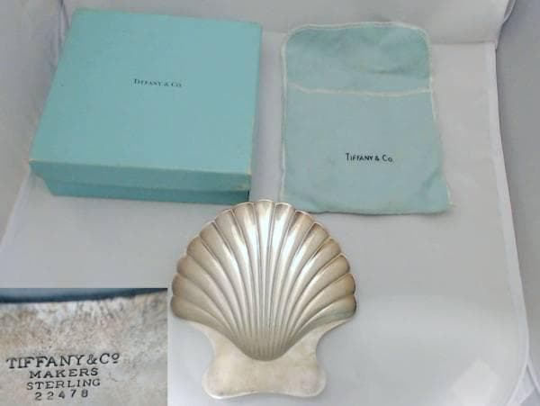 TIFFANY&Co. MAKERS ティファニー 純銀無垢 貝型 トレー 脚付