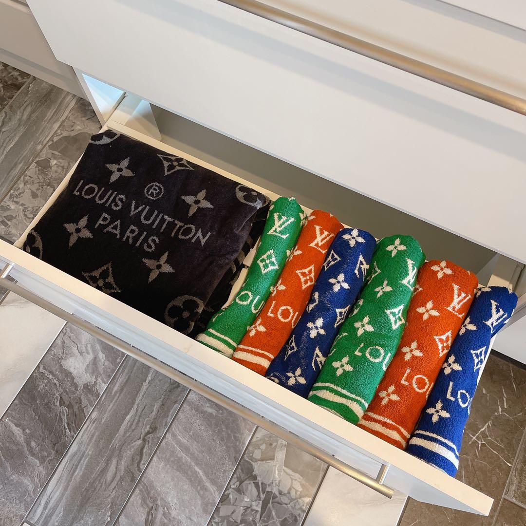 ルイヴィトン セルヴィエットセットLVマッチモノグラム ブルー バスタオル