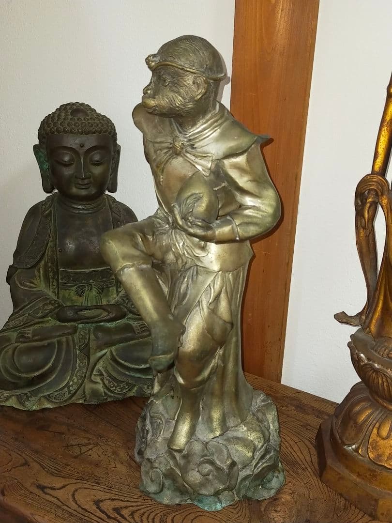 ♥値下げ！　孫悟空　ブロンズ像　１０．２ｋｇ　銅像　西遊記　仏像　骨董　古玩