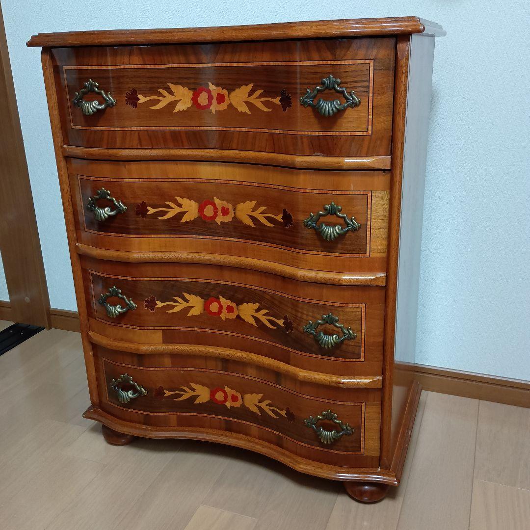 イタリア製 タロッコ モーレンス 4段チェスト 象嵌 アンティーク