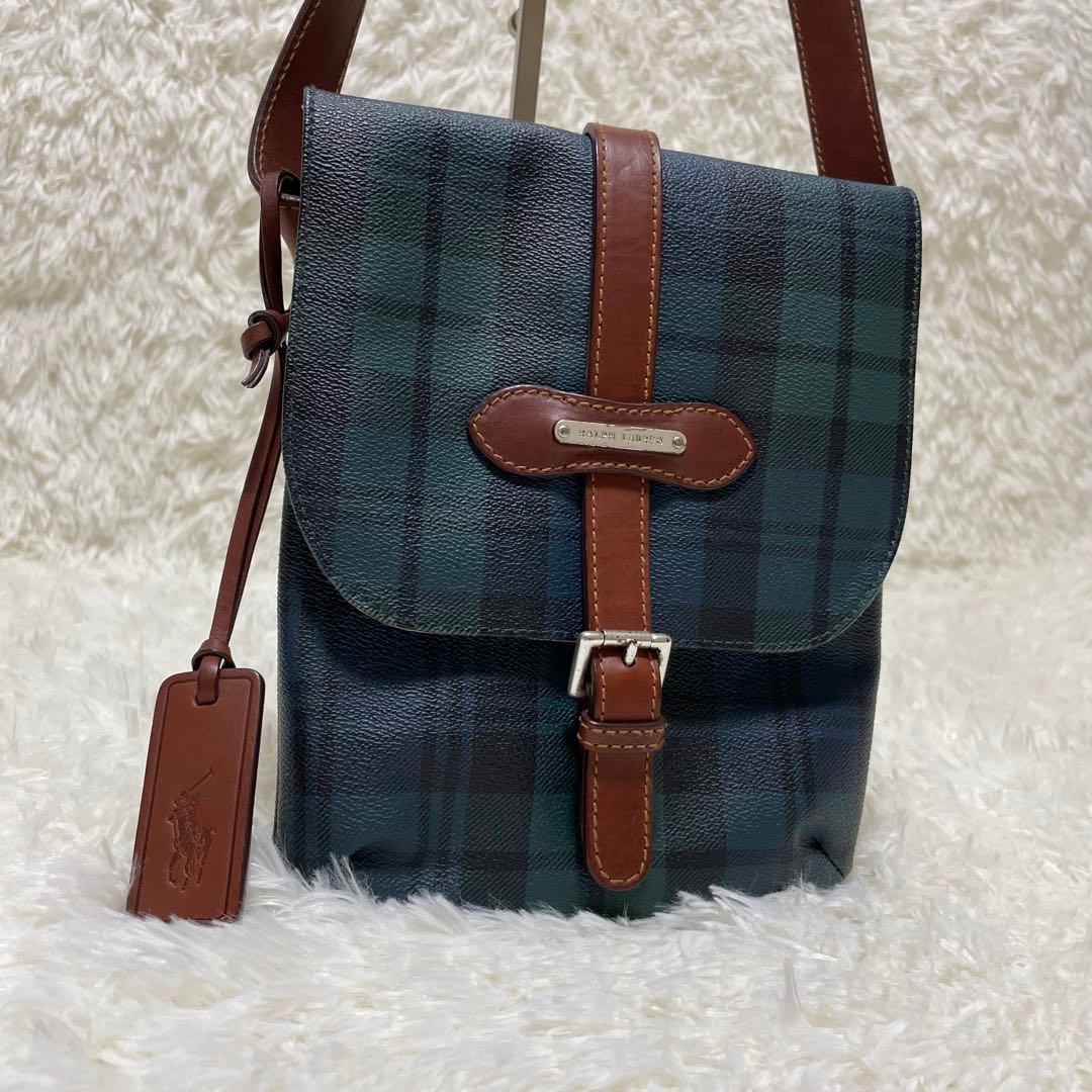希少　美品　ラルフローレン　ショルダーバッグ　フラップ　チャーム　ワンショルダー