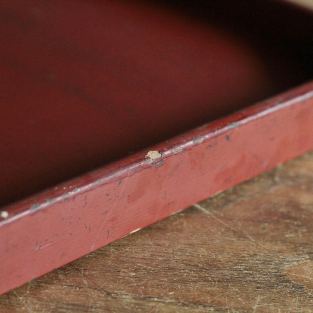 隅切 折敷 朱塗り 盆 古美術 古道具 アンティーク 盆 折敷盆