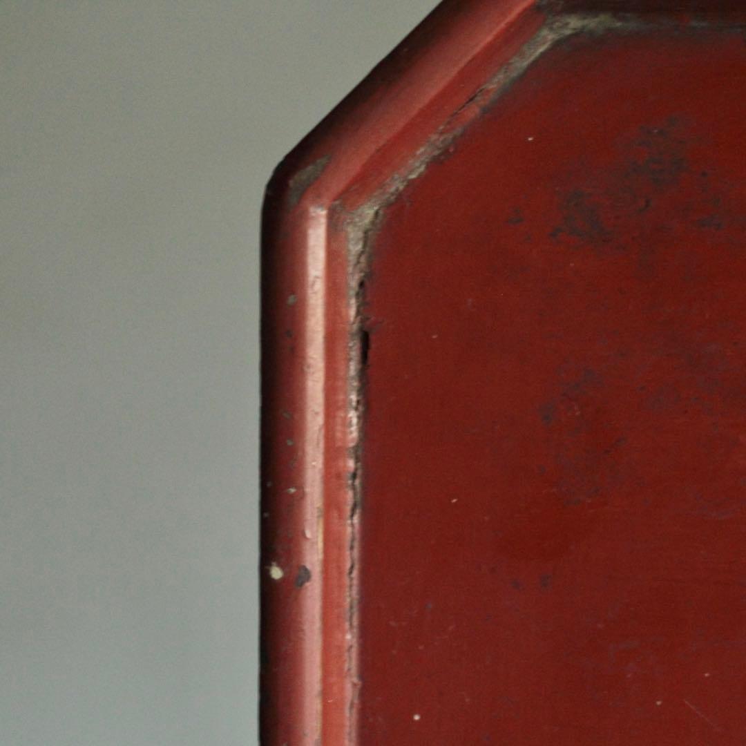 隅切 折敷 朱塗り 盆 古美術 古道具 アンティーク 盆 折敷盆