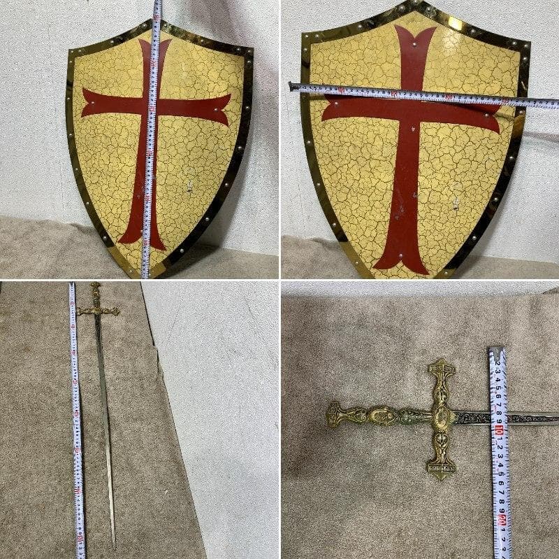中世　盾　剣　刀　セット　十字軍　スパルタ　　武具　XZ4257