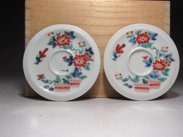 ★　13代柿右衛門　錦牡丹絵皿　五客★x617