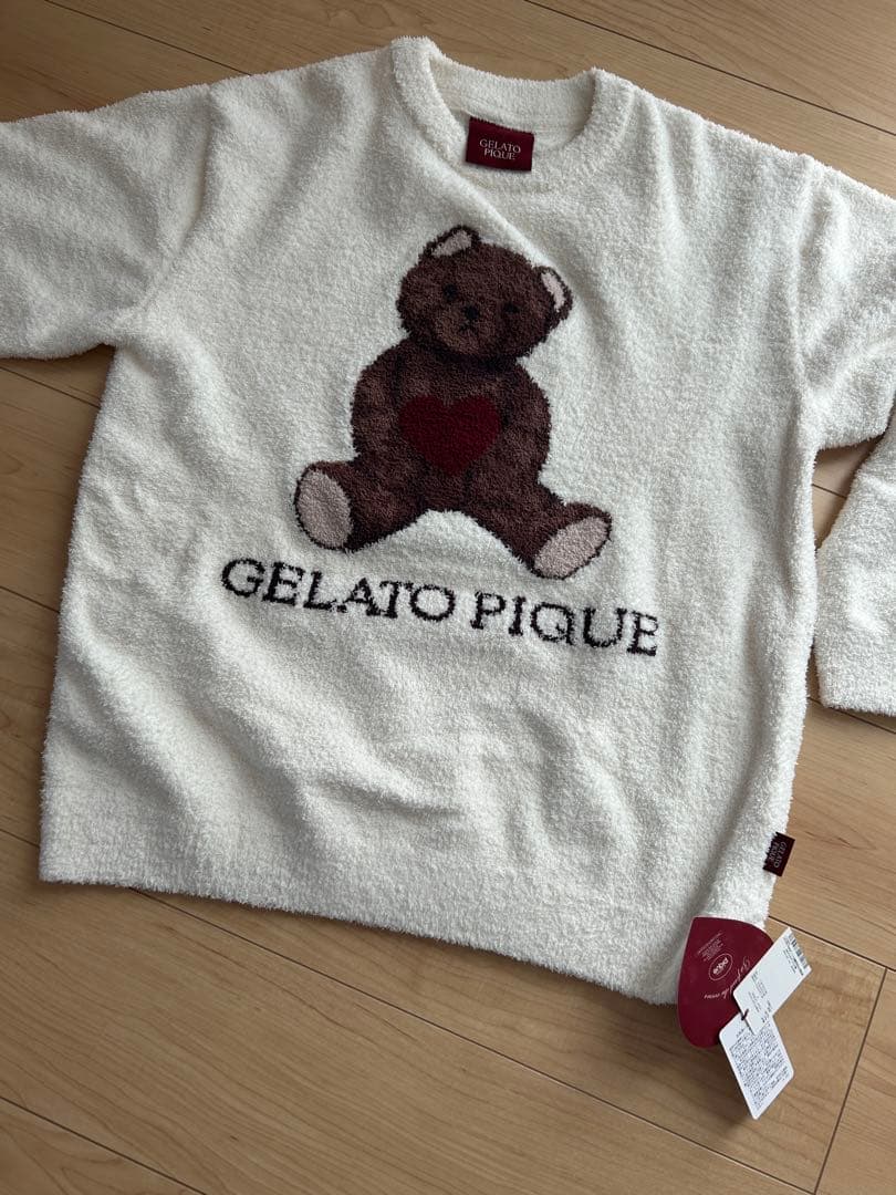 Valentineベビモコハートベアジャガード プルオーバー&ロングパンツSET