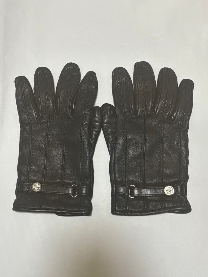 GUCCI グッチ　レザーグローブ　革手袋　黒　ブラック