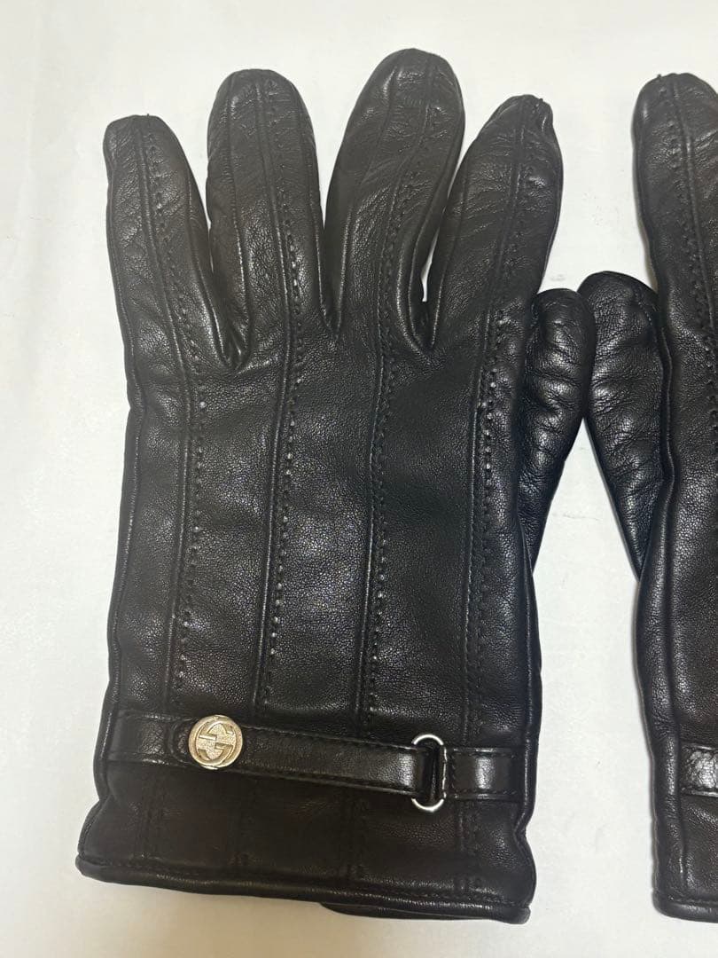 GUCCI グッチ　レザーグローブ　革手袋　黒　ブラック