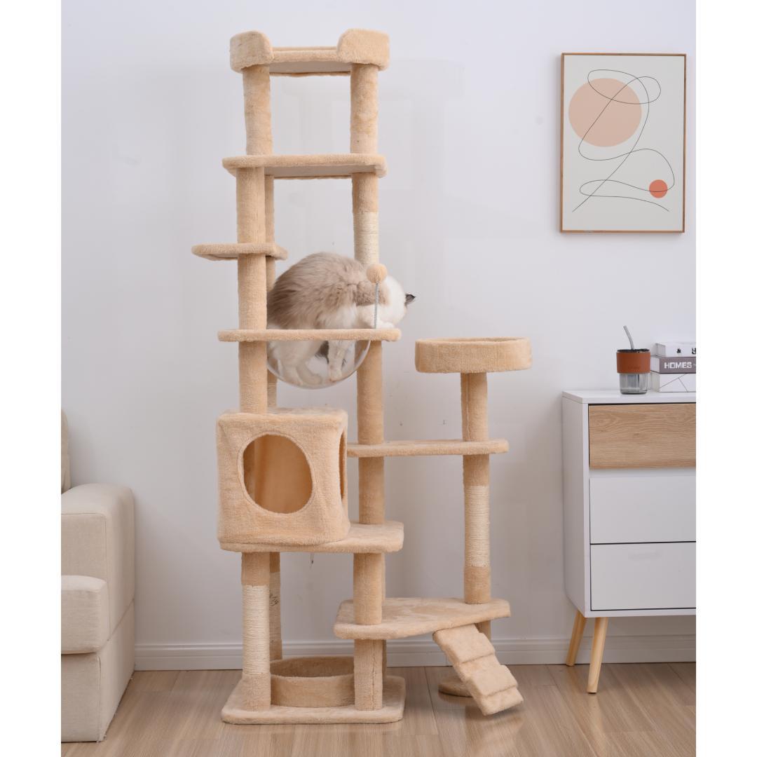 据え置き型 麻紐 爪とぎ 多頭飼い 宇宙船キャットタワー 据え置き型