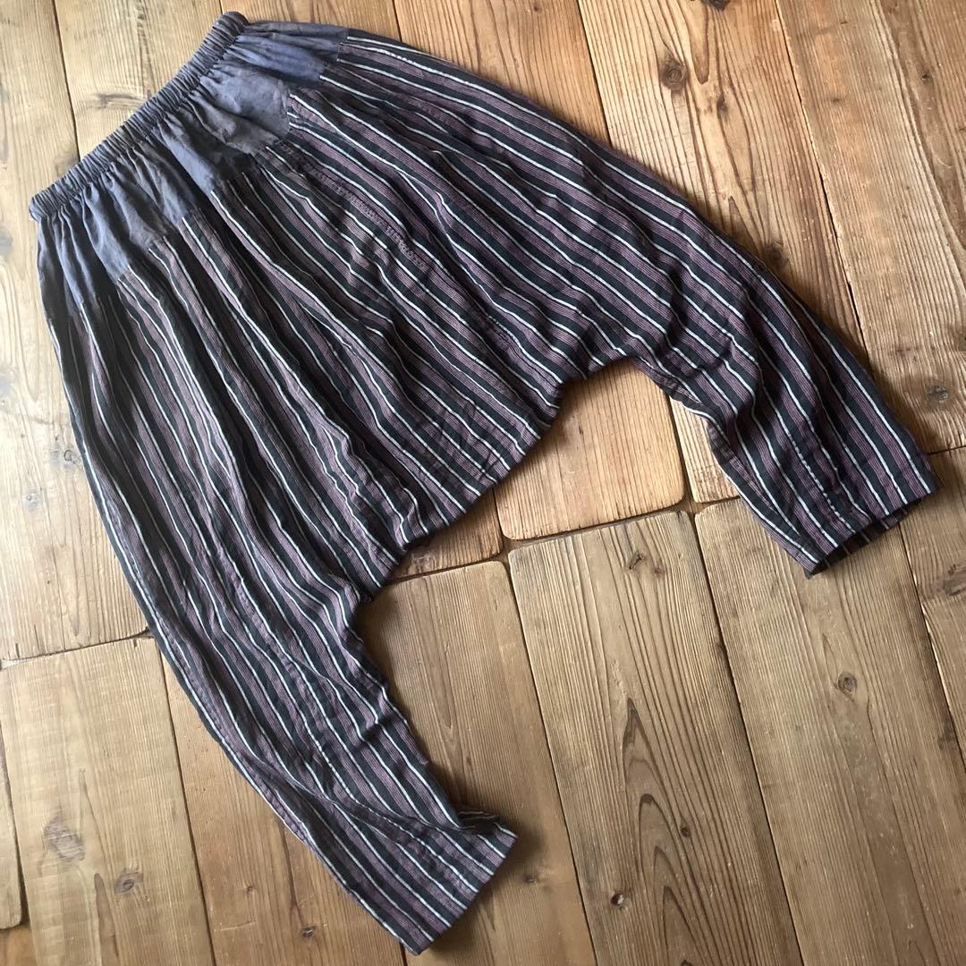 古布リメイク 風呂敷 縞木綿 ピエロもんぺ サルエル モンキーパンツ