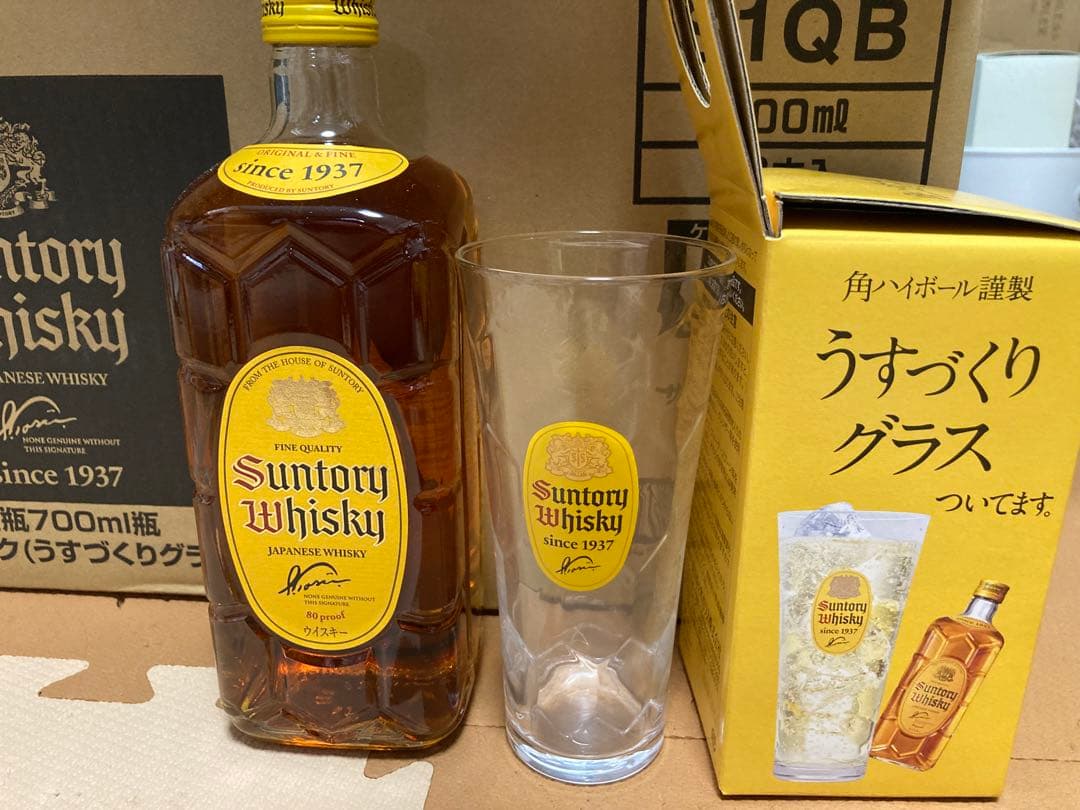 SUNTORY サントリー角瓶　700ml 12本　&うすづくりグラスセット