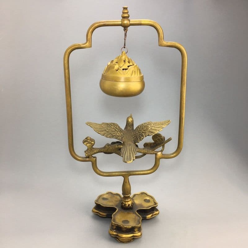 銅製 弔炉 香炉 檀香炉 沈香炉 茶室 事務室 書斎 香道具 装飾品 工芸品置物