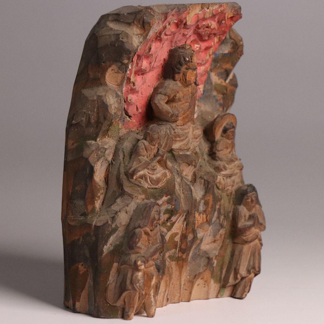 時代 木彫 彩色 不動明王 仏像 高11.3cm 木造 仏教美術【MA467】