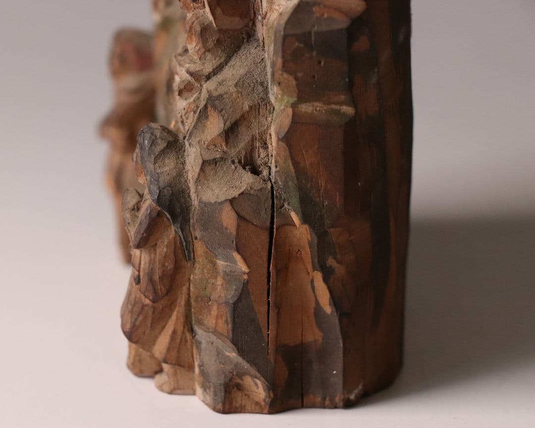 時代 木彫 彩色 不動明王 仏像 高11.3cm 木造 仏教美術【MA467】