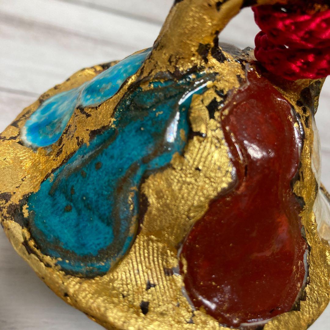 新品　清水焼　京焼　清水正作　金箔　六瓢文　鈴　置物　インテリア　陶芸昭和レトロ