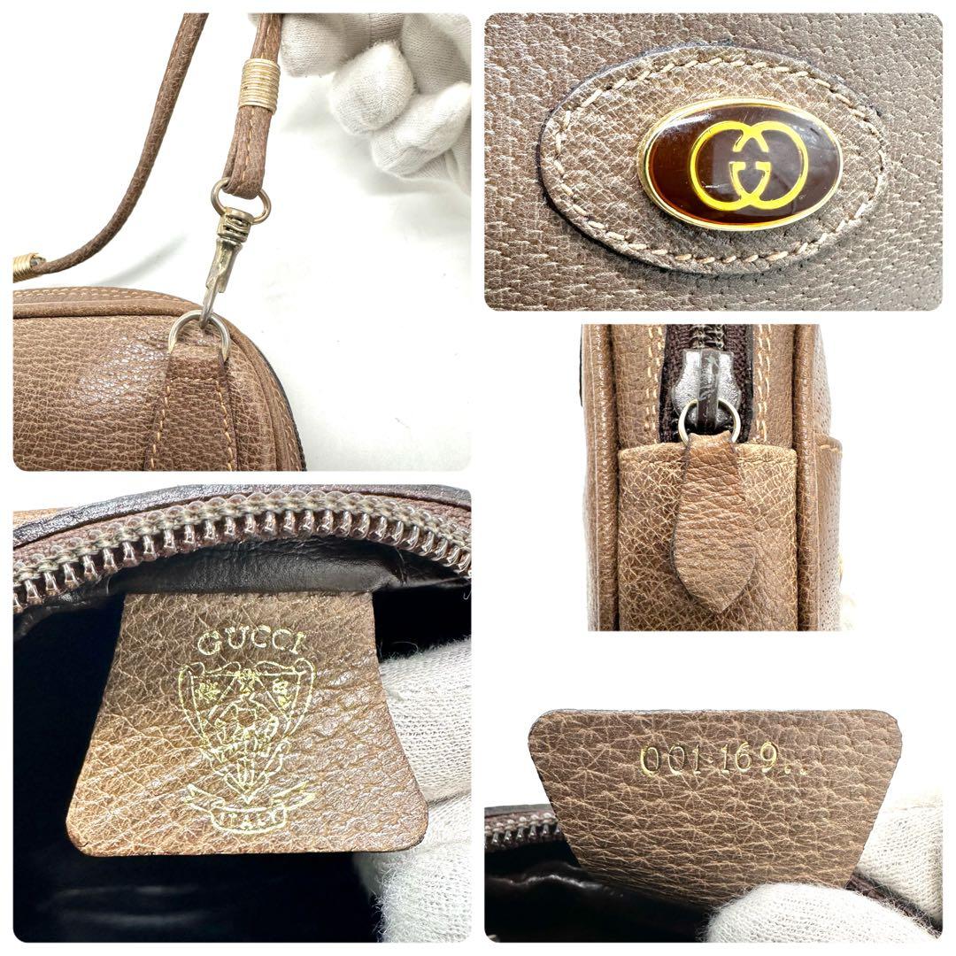 美品 OLD GUCCI ショルダーバッグ インターロッキング ヒステリア 茶