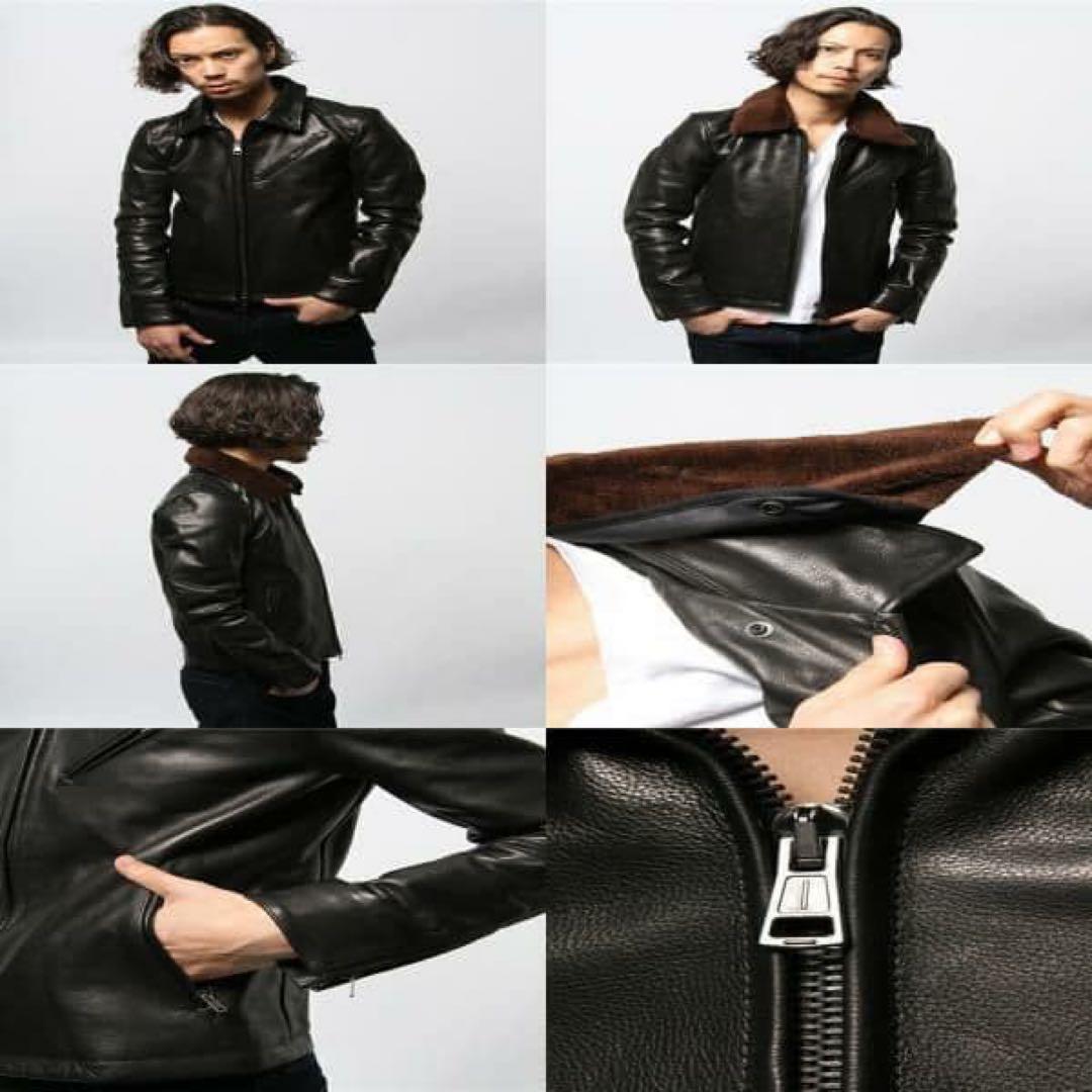 中綿シンサレート ラウンジリザード キップ・レザージャケット 黒３ ライダース