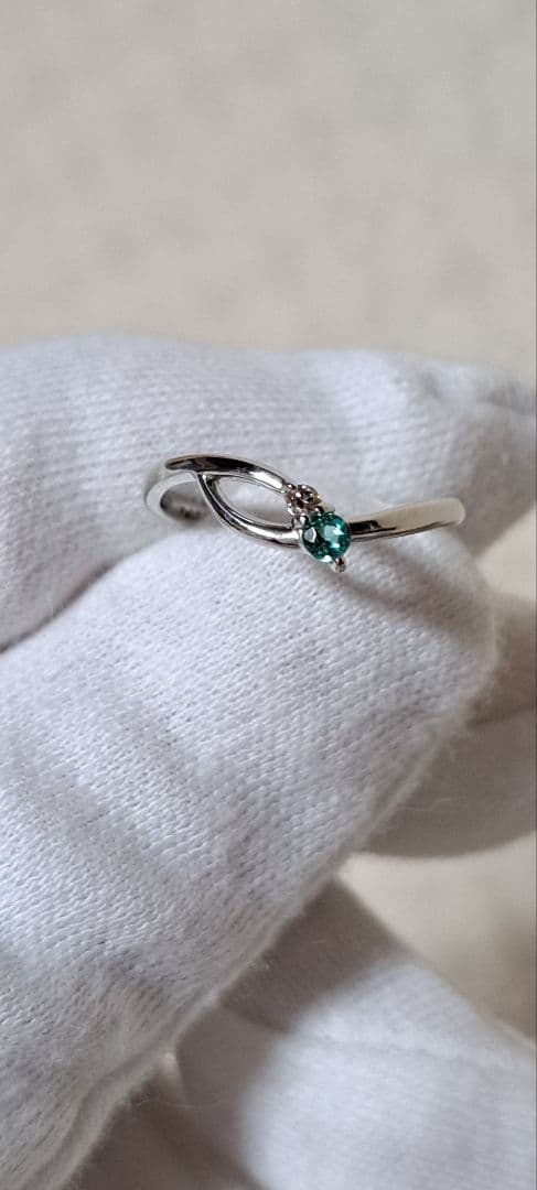 ブラジル産パライバトルマリン&ピンクダイヤリングPt1000