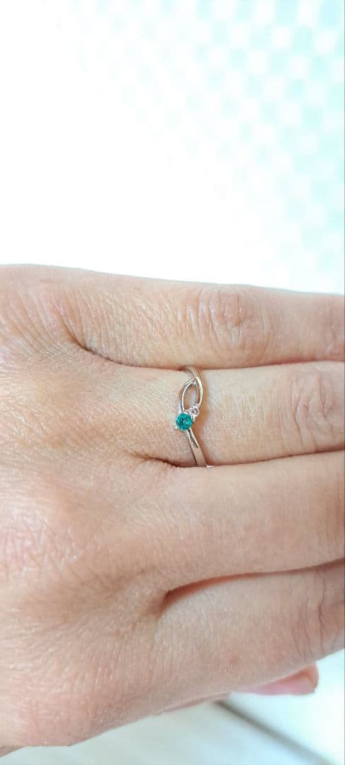 ブラジル産パライバトルマリン&ピンクダイヤリングPt1000