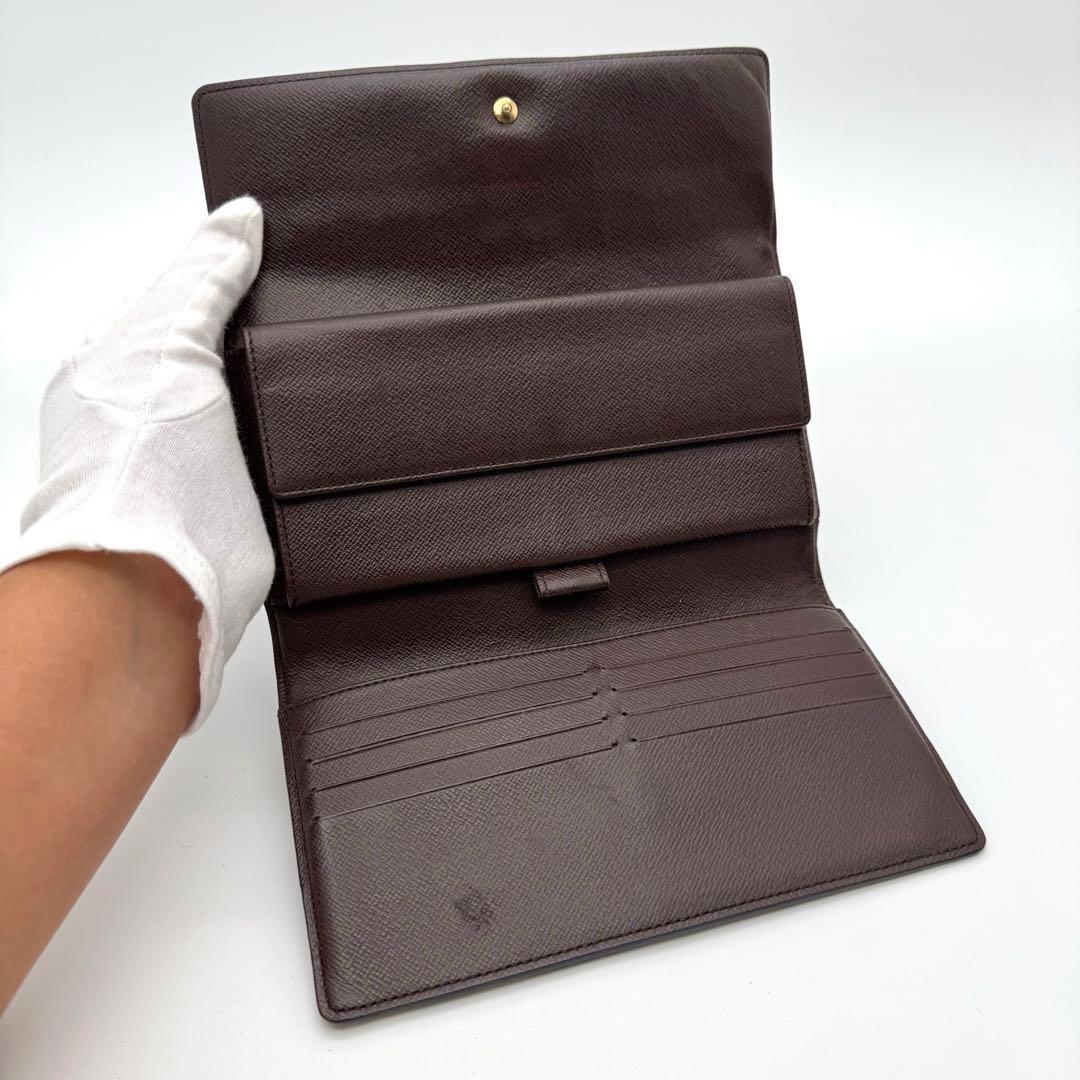【新型】ルイヴィトン　ダミエ　エベヌ　インターナショナル　三つ折り財布　長財布