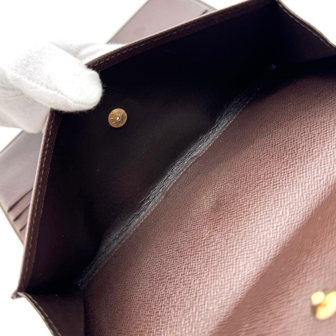 【新型】ルイヴィトン　ダミエ　エベヌ　インターナショナル　三つ折り財布　長財布