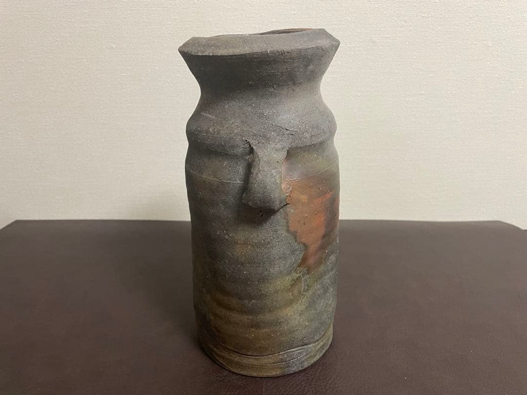 藤原建　備前窯変花入　備前焼　茶道具