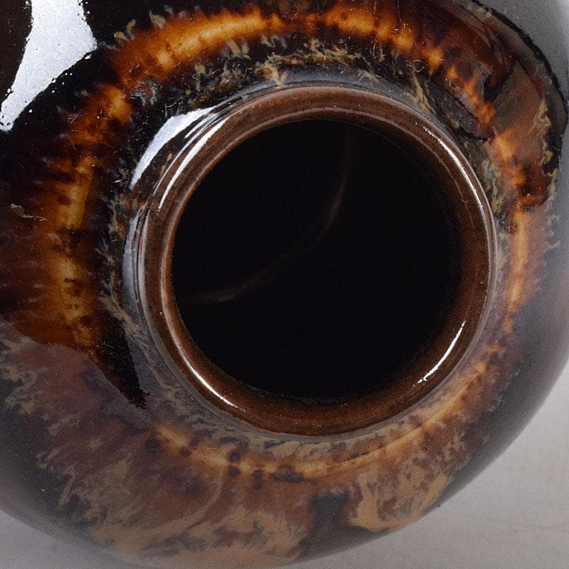 茶道具　京焼　清水焼　桶谷定一作　文琳茶入　仕覆付　共箱　V　7704