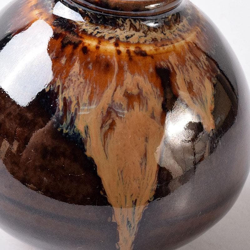 茶道具　京焼　清水焼　桶谷定一作　文琳茶入　仕覆付　共箱　V　7704