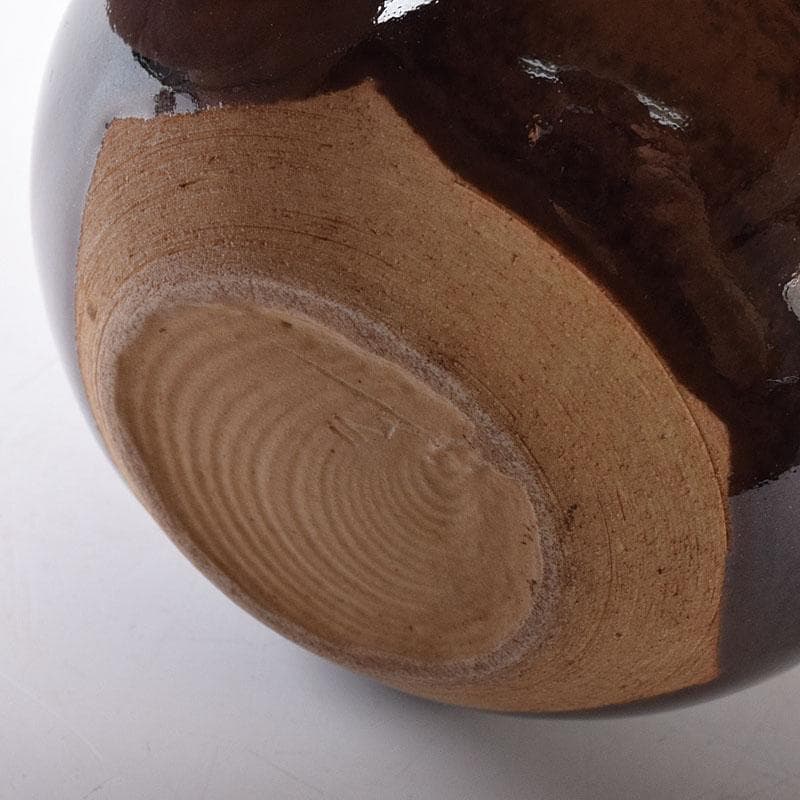 茶道具　京焼　清水焼　桶谷定一作　文琳茶入　仕覆付　共箱　V　7704