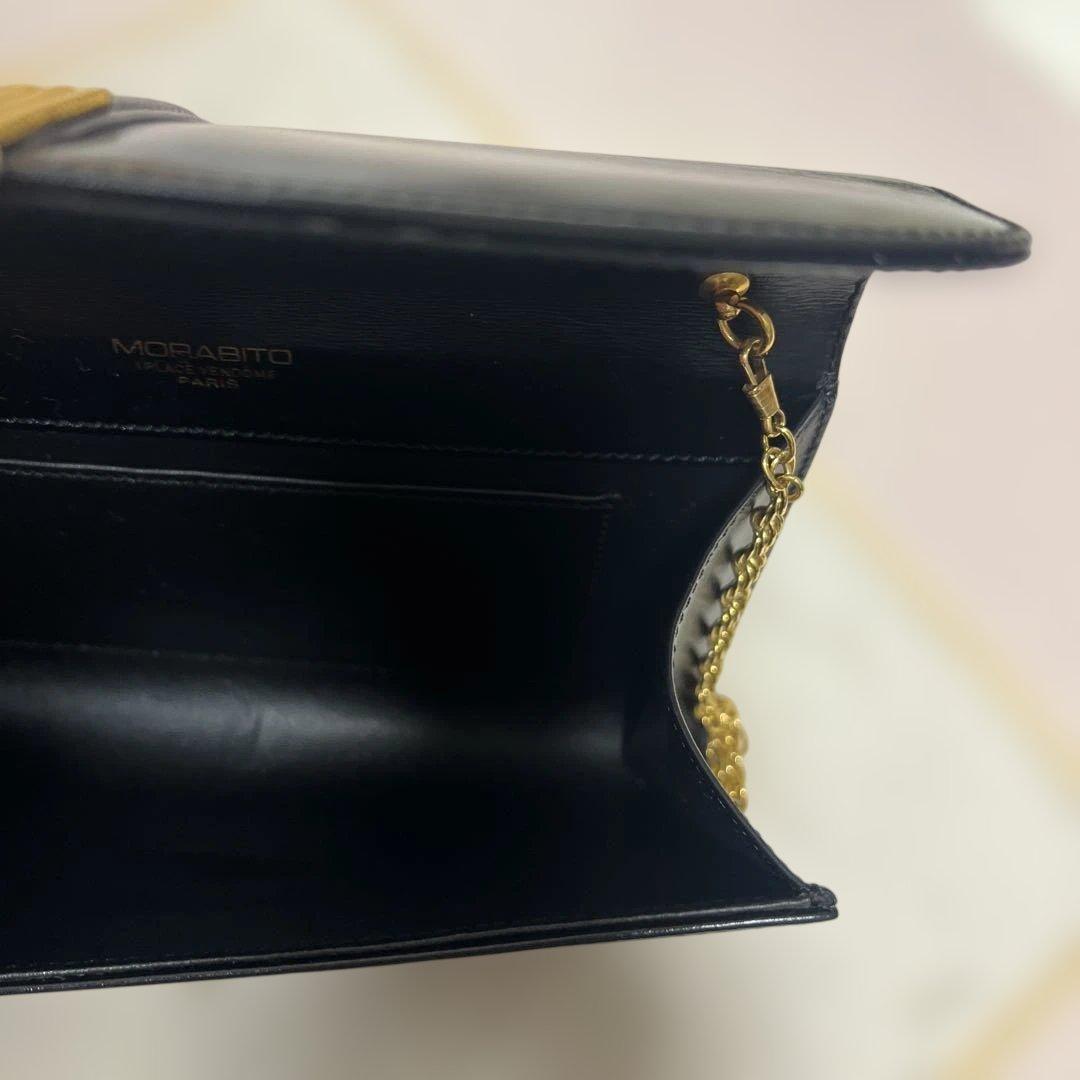 MORABITO 黒 クラッチバッグ ゴールドチェーン