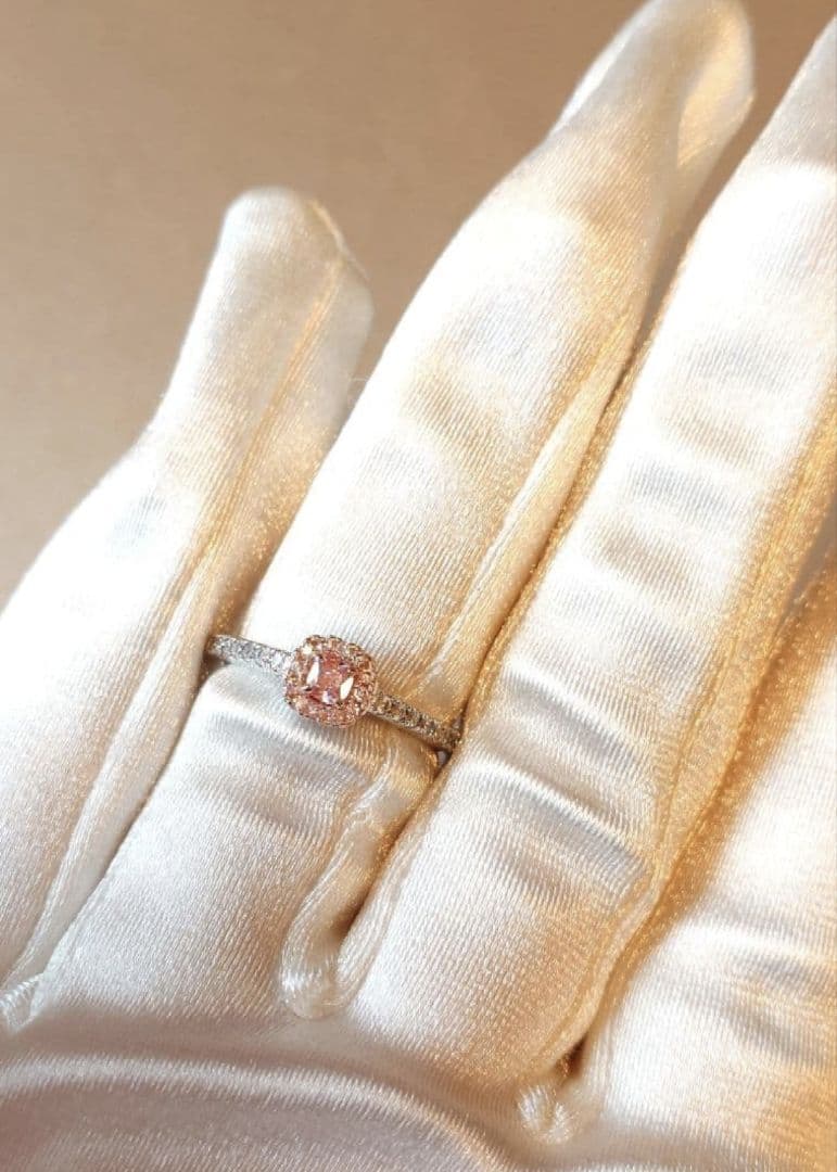 1582 高級 sona ダイヤモンド リング ピンク スクウェア シルバー